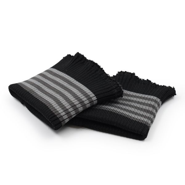 Манжеты трикотажные 8.0х9.0 см, 1 пара, средней плотности, 18 кл, 2х1, цв. черн/с серыми полосками