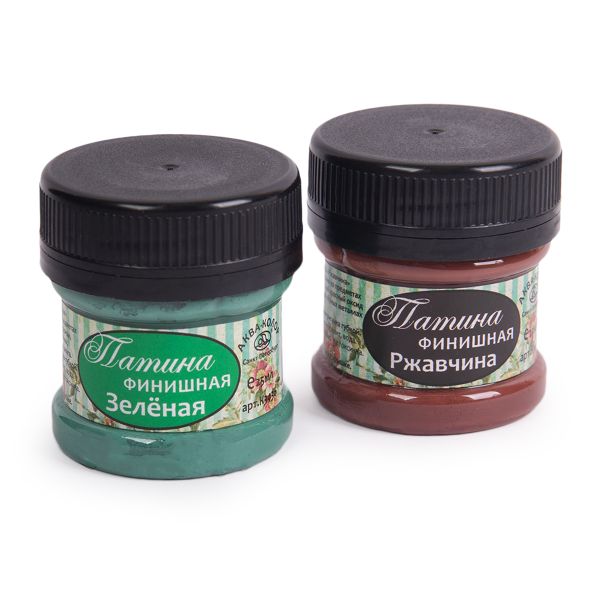 Набор Патина финишная 2 цв. 50 мл, К3433 1: ржавчина, зеленая, Аква-колор