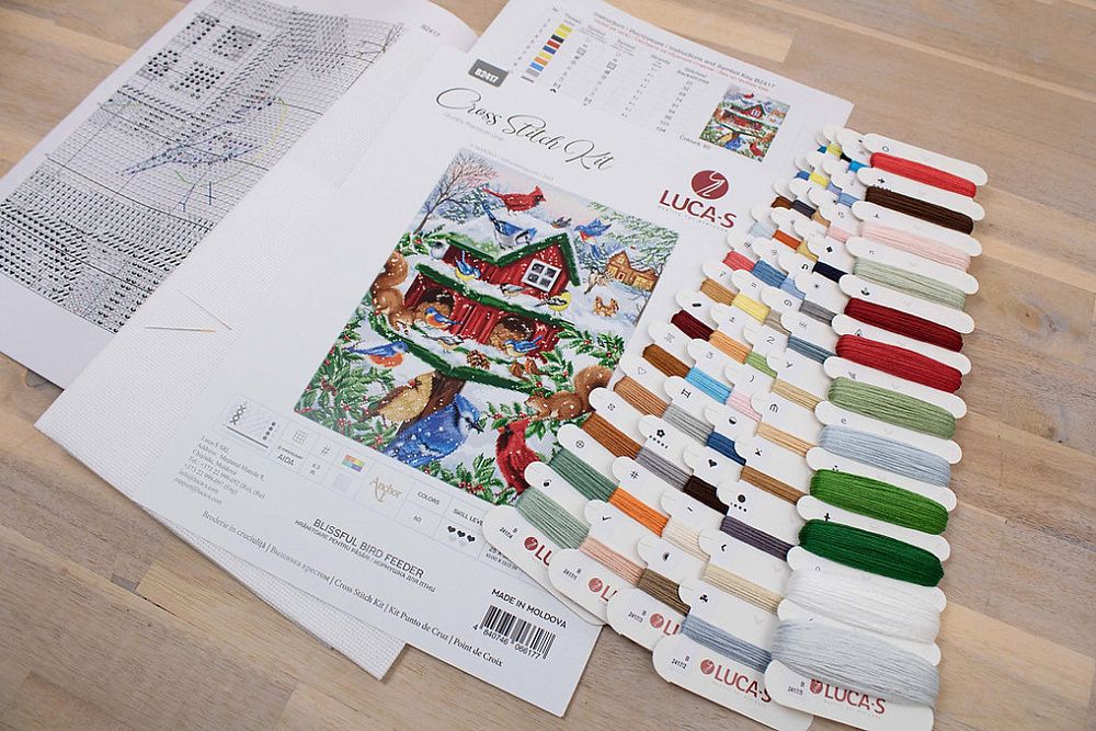 Набор для вышивания нитками Luca-S, Кормушка для птиц 25х33 см