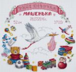 Набор для вышивания нитками Panna, Метрика для малыша, 32х30 см