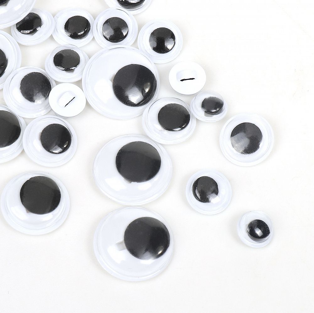 Глаза круглые бегающие 8-18 мм, цв.МИКС уп.100 шт