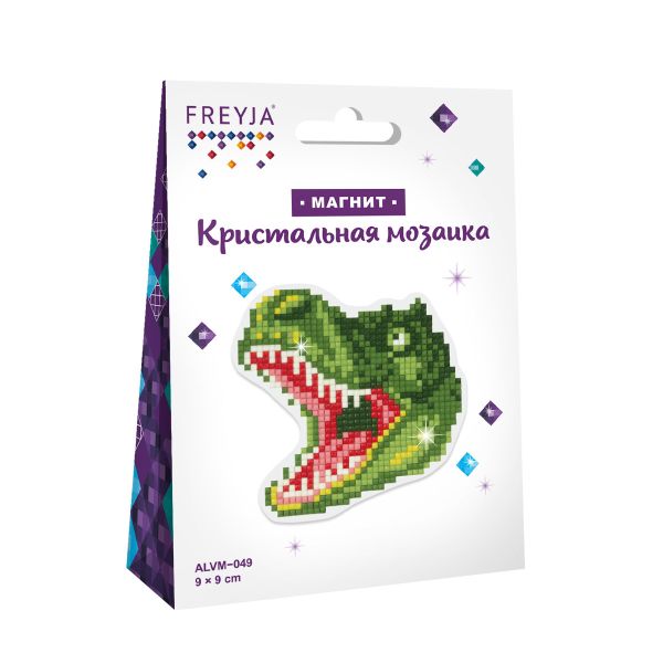 Алмазная (кристальная) мозаика Фрея, магнит Тираннозавр, 9х9 см