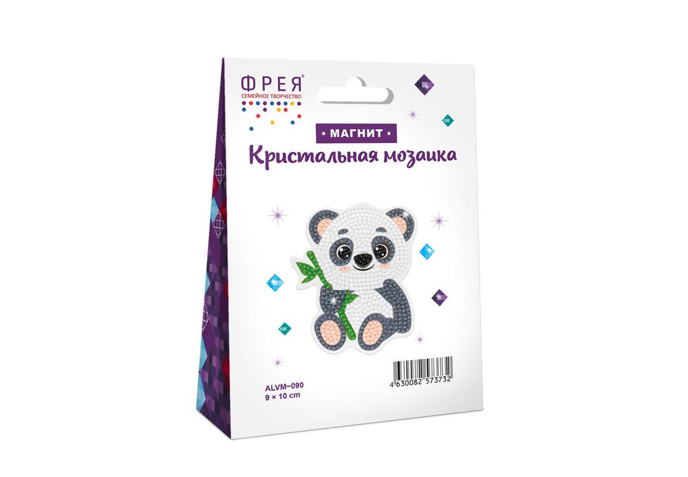 Алмазная (кристальная) мозаика Фрея ALVM-090, магнит Панда, 9х10 см
