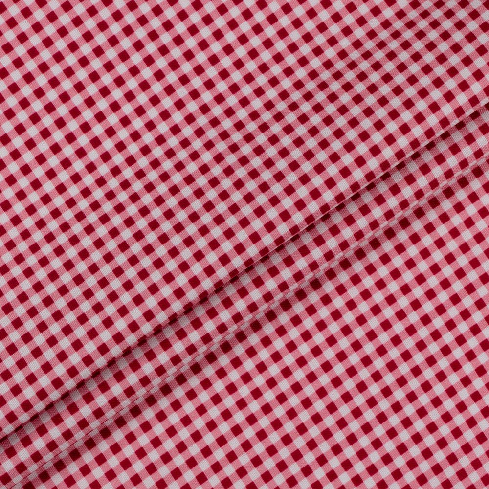 Ткань для пэчворка Peppy Бабушкин сундучок, отрез 50х55 см, 140 г/м², БС-49 клетка красный, Peppy