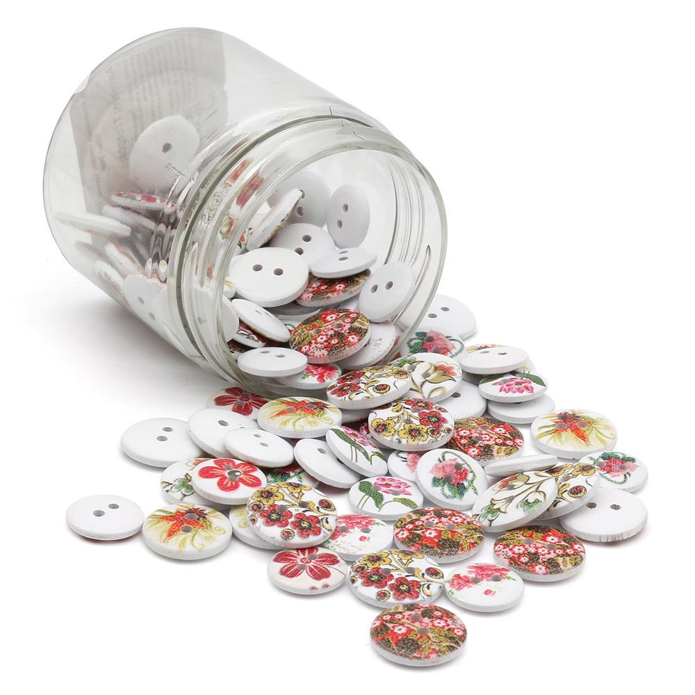 Украшения декоративные пуговицы деревянные Цветы, 15-18 мм, 100 шт