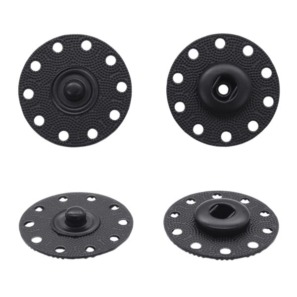 Кнопка пришивная металл ⌀25.0 мм, металл, Black, уп.10 шт