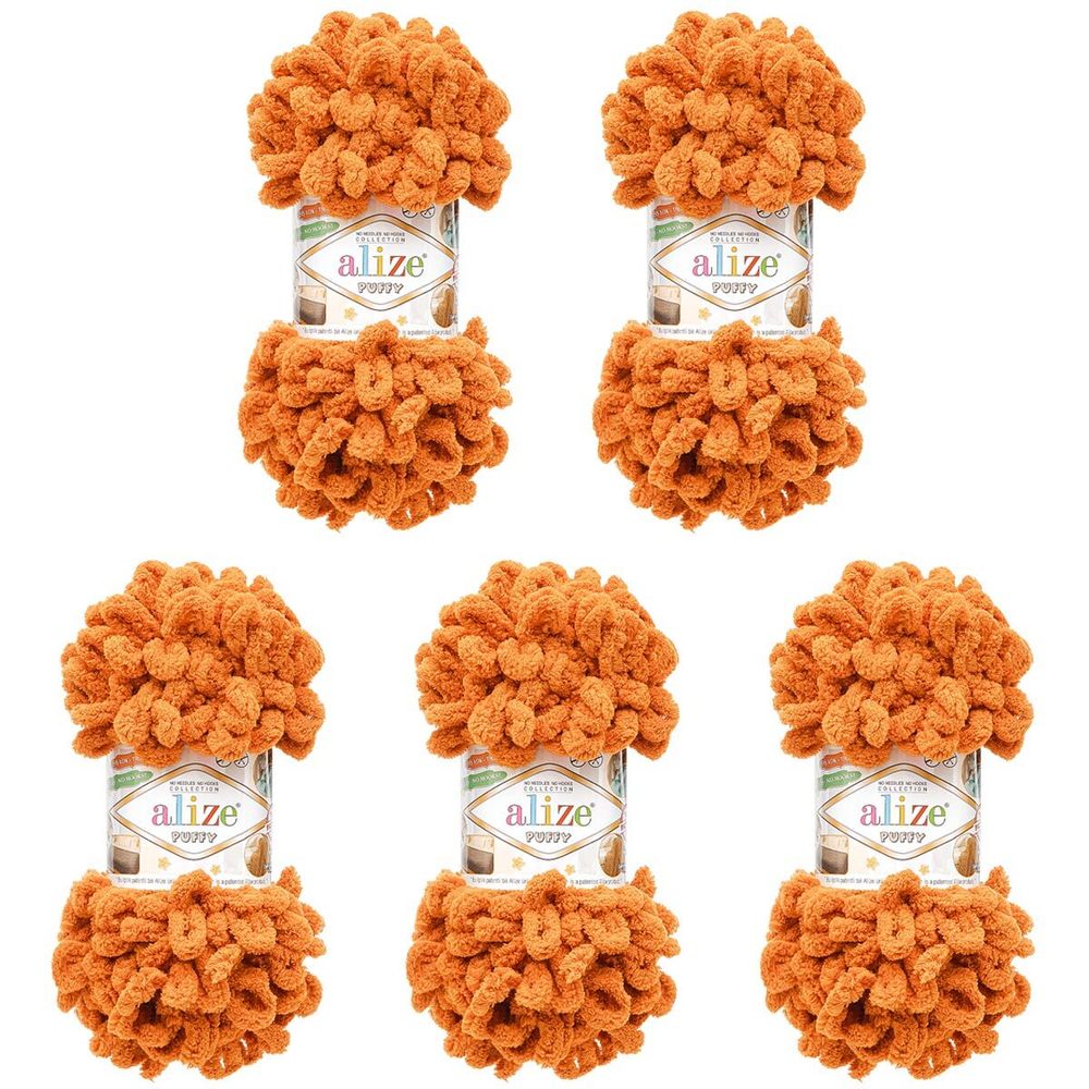 Пряжа Alize (Ализе) Puffy / уп.5 мот. по 100 г, 9м, 234 тыквенный