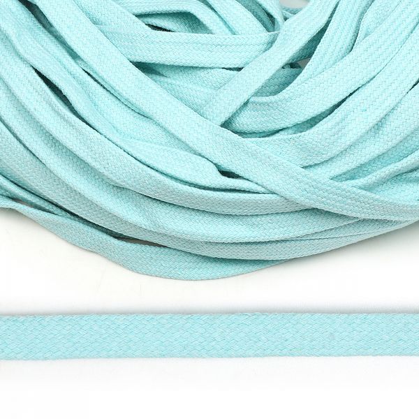 Шнур плоский х/б ⌀10.0 мм классическое плетение, цв.119 голубой, уп.50 м