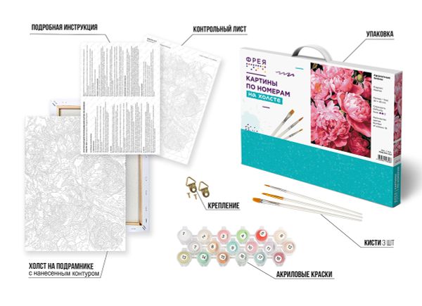 Картина по номерам Фрея PNB/PM-354, Ароматные пионы, 40х30 см