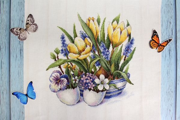 Набор для вышивания нитками МП Студия, Первое дыхание весны, 25х26 см
