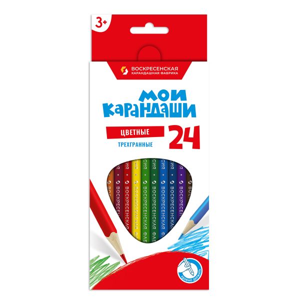 Набор цветных трехгранных карандашей MP-CP-1024 заточенный 4х24 цв, Набор цветных трехгранных карандашей MP-CP-1024 заточенный 4х24 цв, ВКФ MP-CP-1024