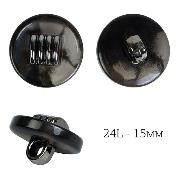 Пуговицы на ножке пластик J.1857 цв.01 черный 24L-15мм, 72 шт