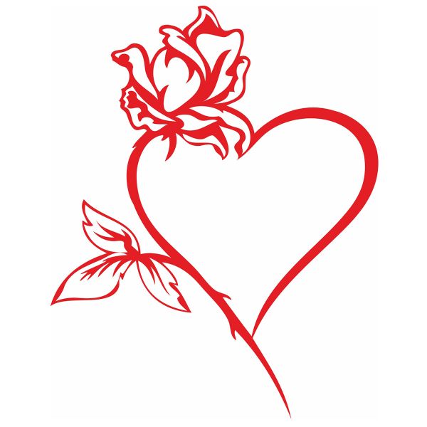 Термотрансфер №04, 1 шт, M-413 Сердце с розой 9х11 см, Gamma