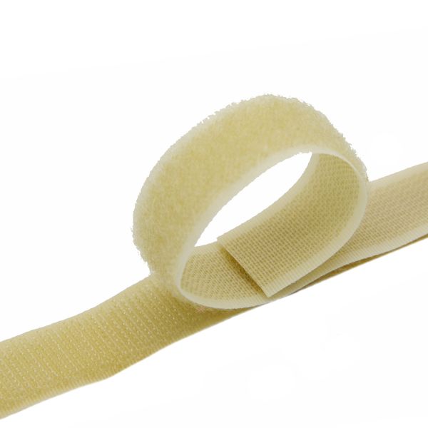 Лента контактная липучка фасовка (велкро) пришивная 20 мм / 25 см, 25 молоко, ПАРА (крючок+петля), Hobby&Pro, качество 