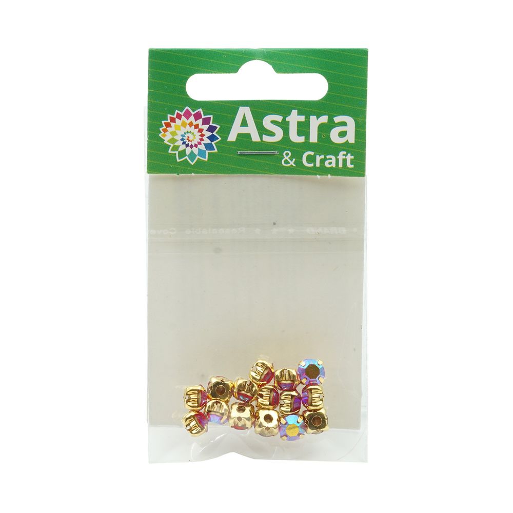 Хрустальные стразы в цапах круглые (золото) красный (с покрытием) 4х4мм, 19-20 шт/упак. Astra&Craft, ЗЦ012ДС44