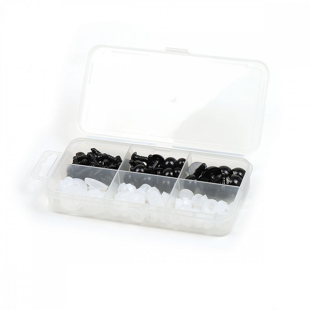 Набор глаз в органайзере винтовые пластик бусинки d7-18мм 48 шт с фикс №2