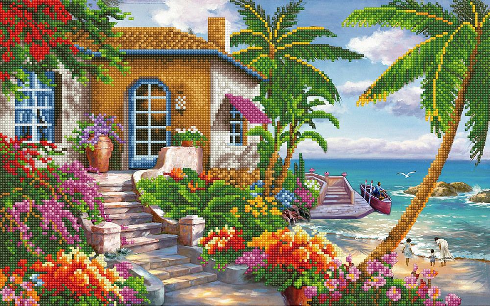 Алмазная (кристальная) мозаика Фрея, Райский уголок, 56х35 см Алмазная (кристальная) мозаика Фрея, Райский уголок, 56х35 см