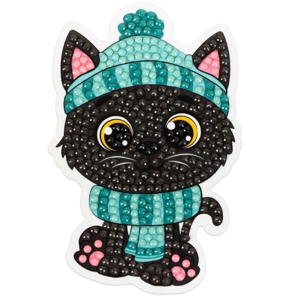 Алмазная (кристальная) мозаика Фрея ALVM-087, магнит Котик в шапке, 7х10.5 см