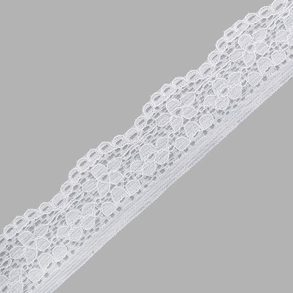 Кружево эластичное (стрейч) 25 мм / 50 метров, отбеленный, К009.025