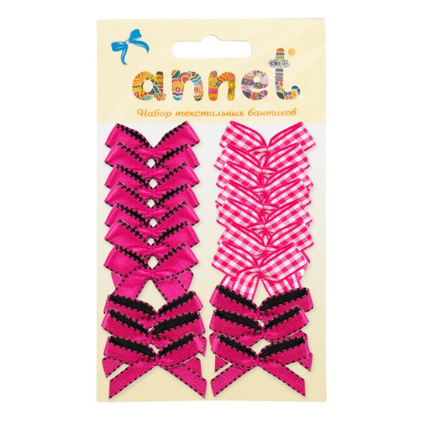 Набор текстильных бантиков, 100 шт, 401 малиновый, Annet BDR
