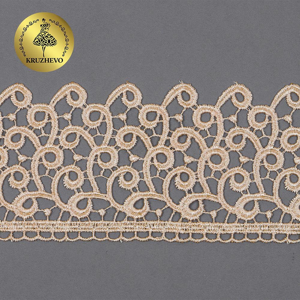 Кружево гипюр (плетёное) 80 мм, TR.8G8386, 14 капучино, 12м, Kruzhevo