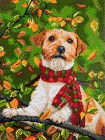 Алмазная (кристальная) мозаика Фрея ALPD-133, на подрамнике Осенний щеночек, 30х40 см