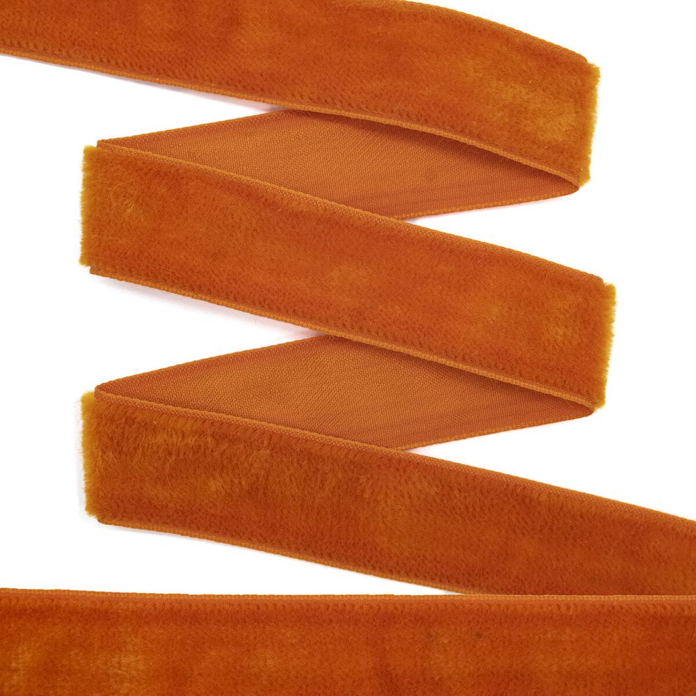 Лента бархатная (тесьма) 20.0 мм / 10±0.5 метров, рис. 8319, 4 оранжевый, С3513Г17