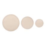 Набор заплаток пришивных из кожи, круг ⌀4см, 6см и 8см, с перфорацией, 3 шт, 100% кожа (06 бежевый), 9401