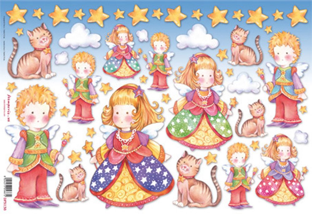 Бумага рисовая &quot;Дети, ангелы и кошки&quot;, Stamperia