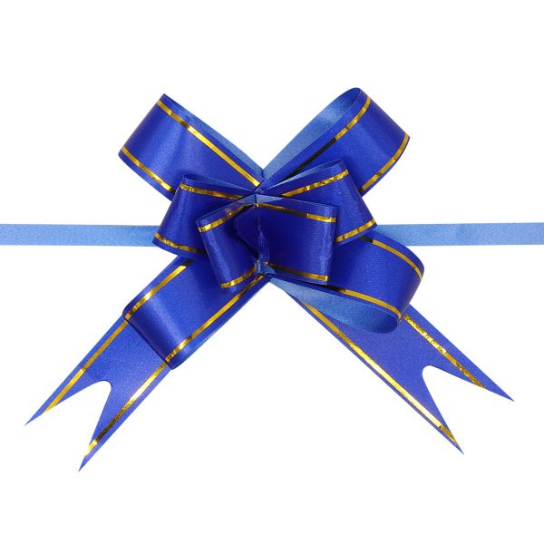 Бант бабочка 1,7х34см, 10 шт в упак, синий золотая полоса, 10 шт