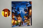Картина по номерам Фрея, со светодиодами Зимняя улочка, 50х40 см