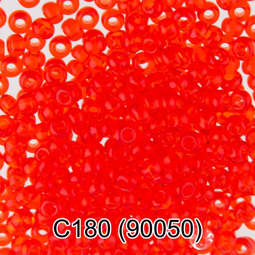 Бисер Preciosa круглый 10/0, 2.3 мм, 50 г, 1-й сорт. C180 оранжево-красный, 90050, круглый 3