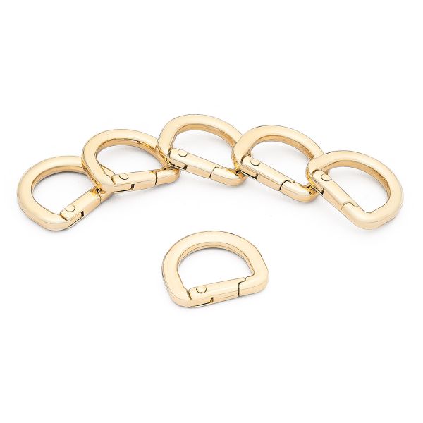 Карабин металл полукольцо 15 мм, золото, MB_2232, 6 шт