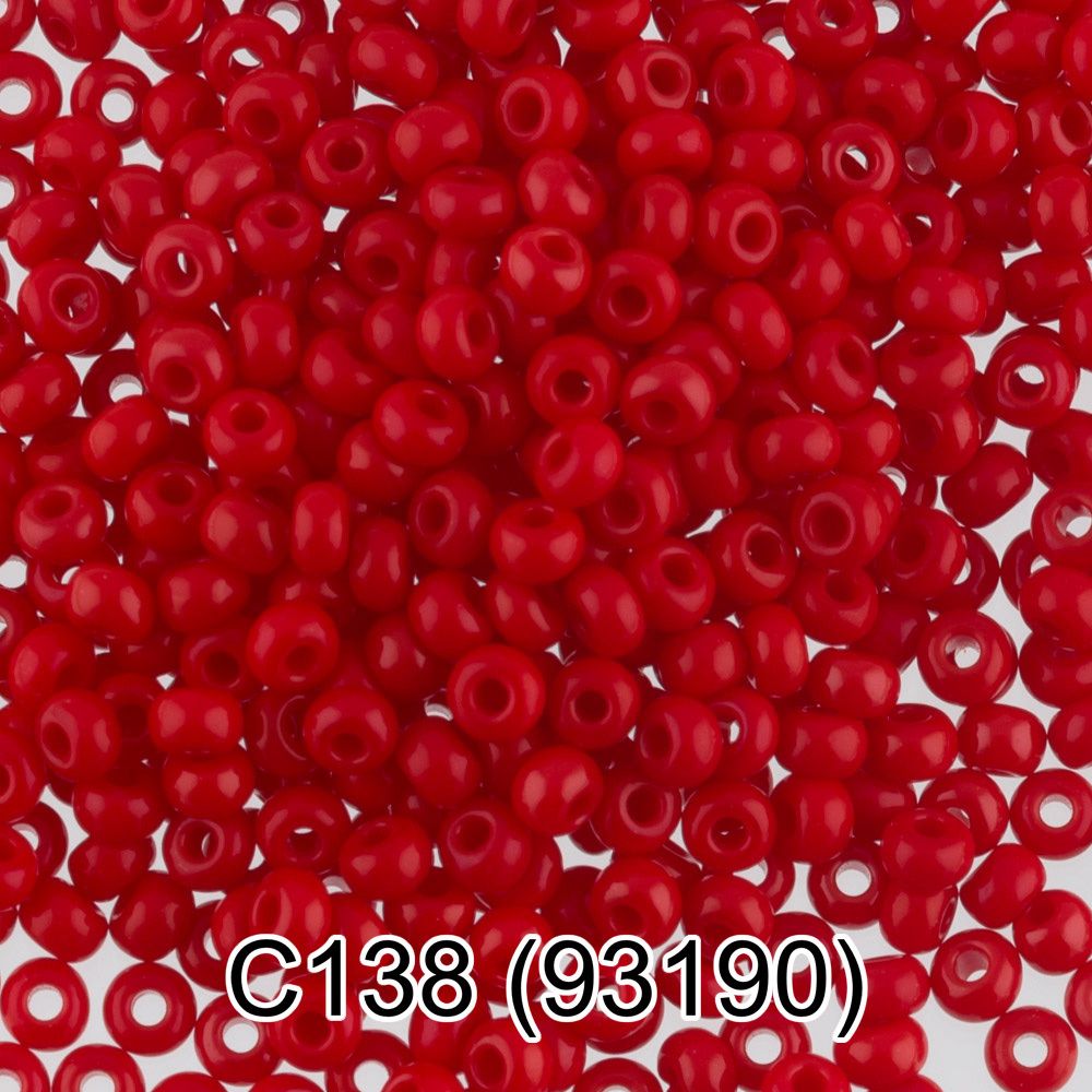 Бисер Preciosa круглый 10/0, 2.3 мм, 10х5 г, 1-й сорт, C138 красный, 93190, круглый 3