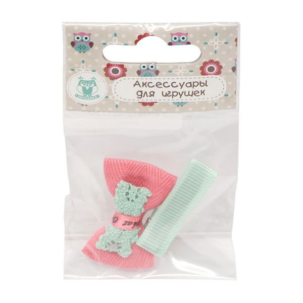 Набор бантик и заколка, мини 35мм/35мм, малиновый/мятный