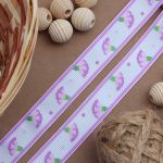 Лента репсовая (в рубчик) Гвоздики, 15 мм, 3м, фиолетовый