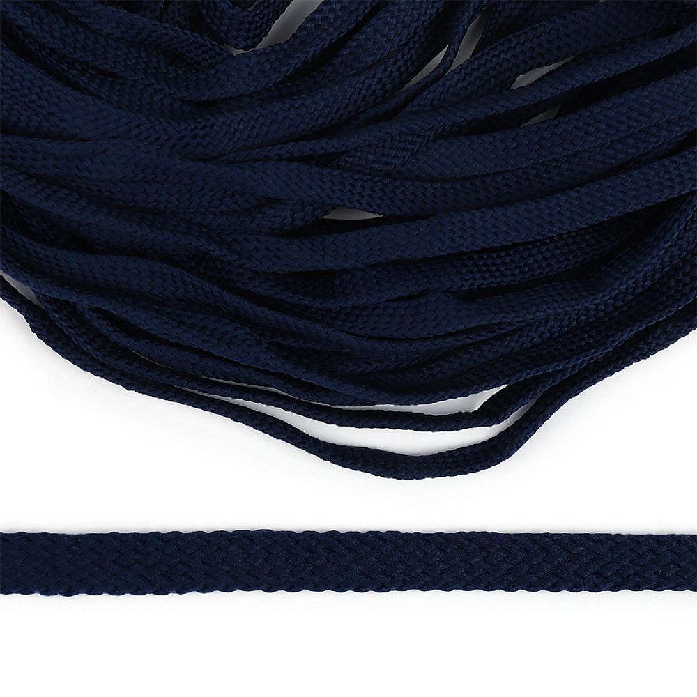 Шнур полиэфир плоский 10.0 мм / 50 метров, турецкое плетение 010 т.синий