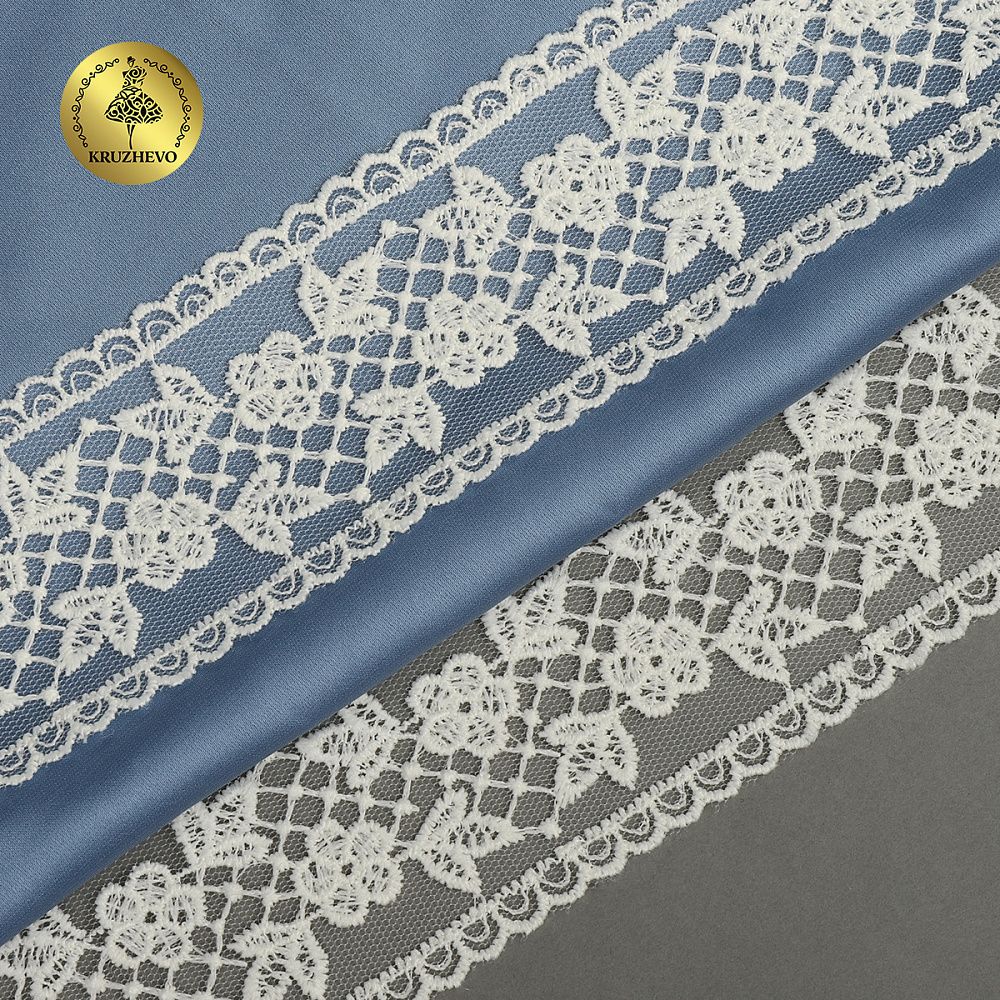 Кружево на сетке арт.40482 55мм цв.W0115 молочный уп.12.9м, Kruzhevo