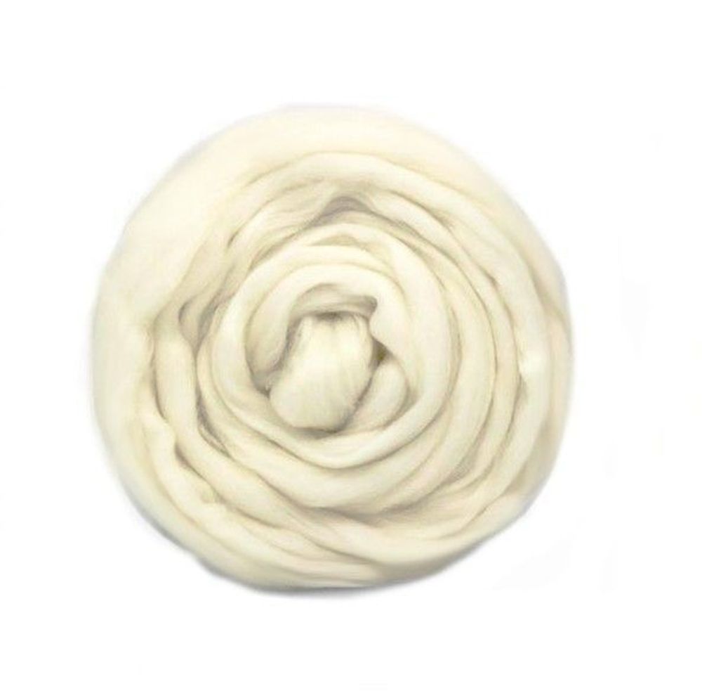 Шерсть для валяния Троицкая Гребенная лента п/тонкая 1х100 г (до 29 мкр), 0001 белый