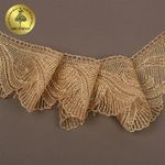 Кружево на сетке 70 мм, 2107 цв.N6115 золотисто-бежевый уп.13.71м, Kruzhevo