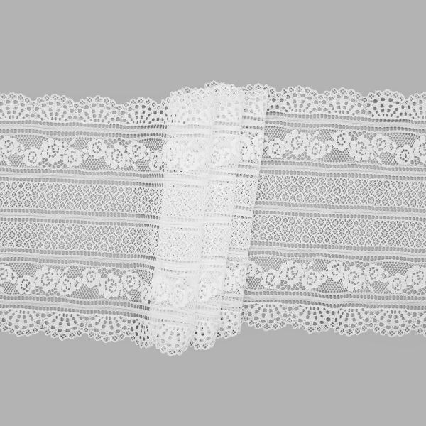Кружево бельевое эластичное 225 мм / 10 м, белый