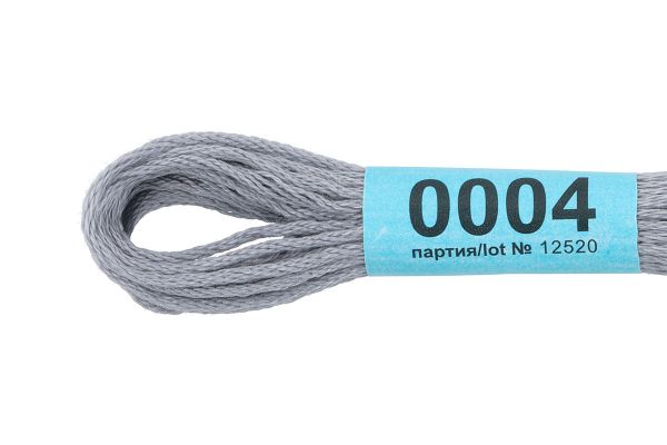 Мулине Gamma 100% хлопок, цв.0004 св.серый, 24 мотка по 8 метров