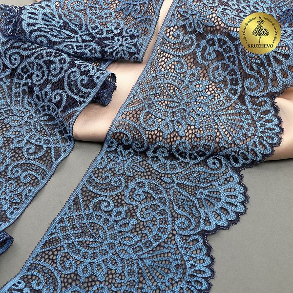 Кружево эластичное (стрейч) 110 мм, 40992PP цв.голубой уп.115м, Kruzhevo