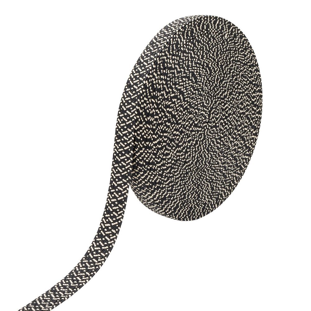 Стропа (ременная лента) 40 мм / 45.72 метра, [48.20 г/пог.м], с принтом эластичная, ZH874 бежевый/черный, 3Al294