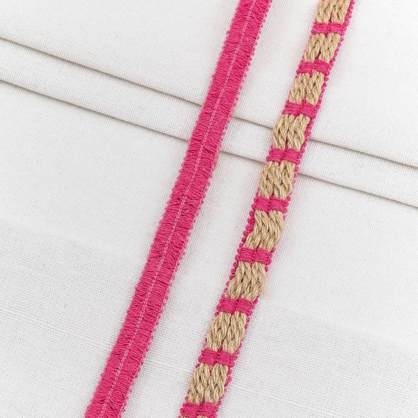 Тесьма отделочная лен 12 мм / 20 метров, 1-Н32, 80% лен, 20% х/б, цв. малиновый, 23509