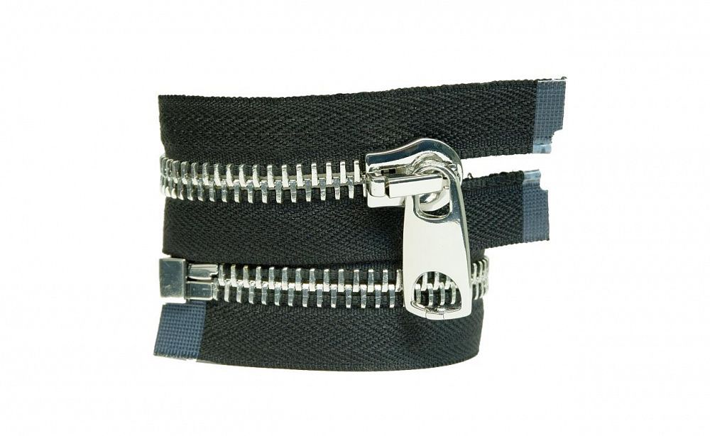 Молния металл Т12 (12 мм) 1 зам., разъем., 75 см, никель, цв.D580 черный, MaxZipper Premium, 1 шт /TOS/