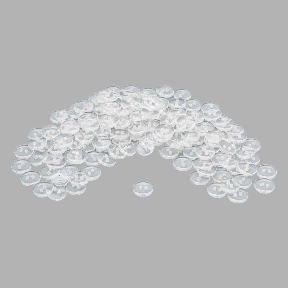 Пуговицы 2 прокола 16L (10мм), пластик (Clear (прозрачный)), NE61, 144 шт