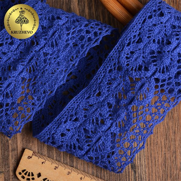 Кружево вязаное (тесьма) 50 мм / 10 метров, цв.37 синий, Kruzhevo