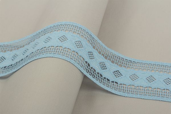 Кружево гипюр (плетёное) 85 мм / 10 м, голубой, Gamma GGM-8501