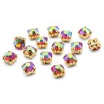 Хрустальные стразы в цапах круглые (золото) красный (с покрытием) 6х6мм, 15 шт/упак. Astra&Craft, ЗЦ012ДС66